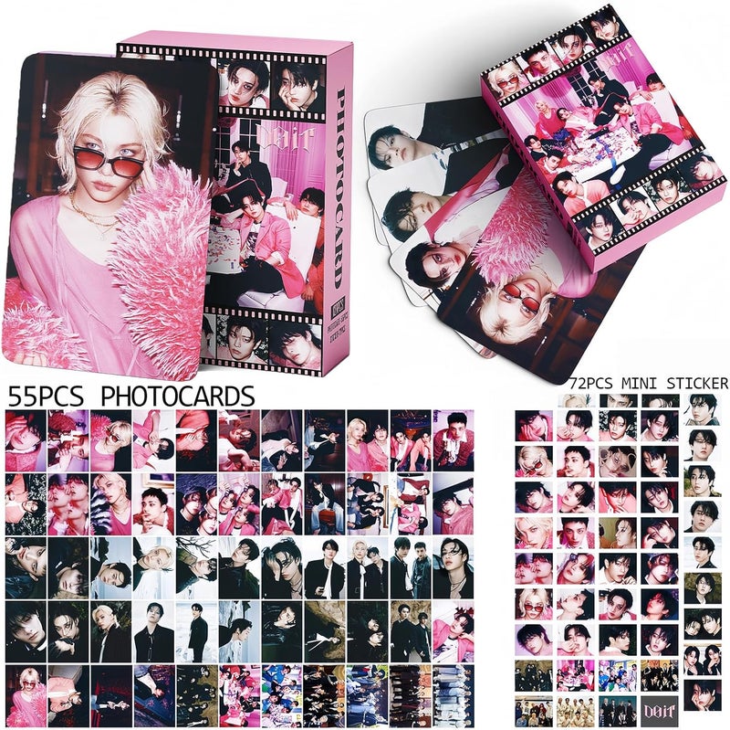 PYAJUU Stray Kids Photocards 127PCS DO IT Photo Card Set Stray Kids DO IT Album Merch Boys and Girls Card Set 55 PCS Photocard and 72 PCS Stickers Gift for STAY - Image 4